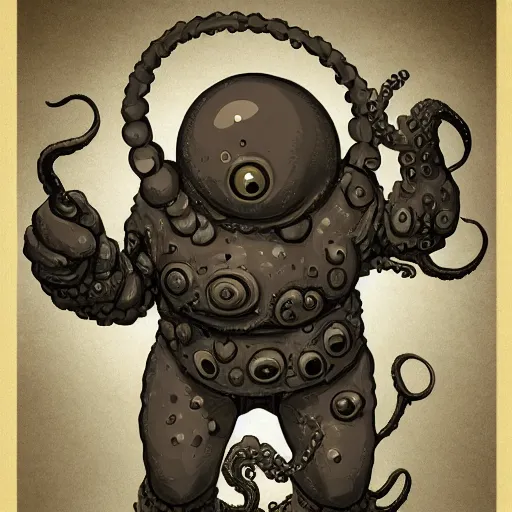 Image similar to Eyeless orb monster with many ears, tentacles holding guns, D&D, high quality, trending on artlist