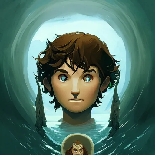 Image similar to face icon stylized minimalist the lord of the rings : the fellowship of the ring 2 0 0 1, loftis, cory behance hd by jesper ejsing, by rhads, makoto shinkai and lois van baarle, ilya kuvshinov, rossdraws global illumination