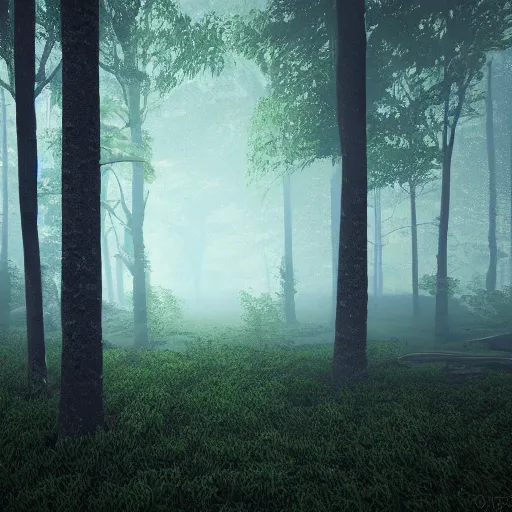 Prompt: Forest in the rain, octane render, volumetric lighting, natural colors