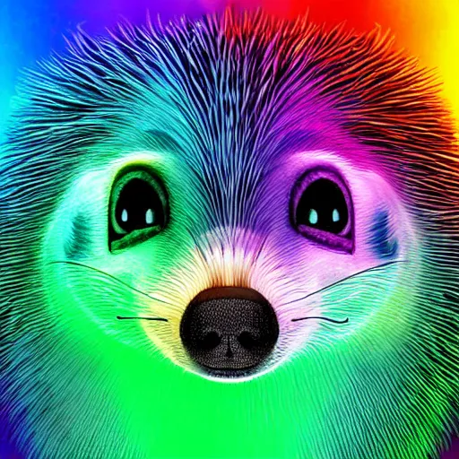 Image similar to octane rendering of a rainbow hedgehog portrait, childrens poster, digital art, beautiful