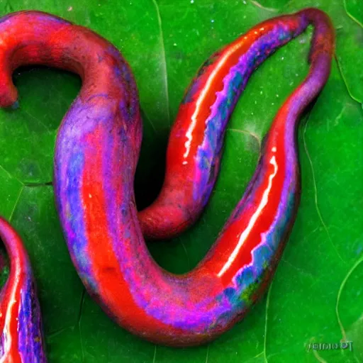 Image similar to colorful slugs intertwining, hd closeup, nature photography, featured