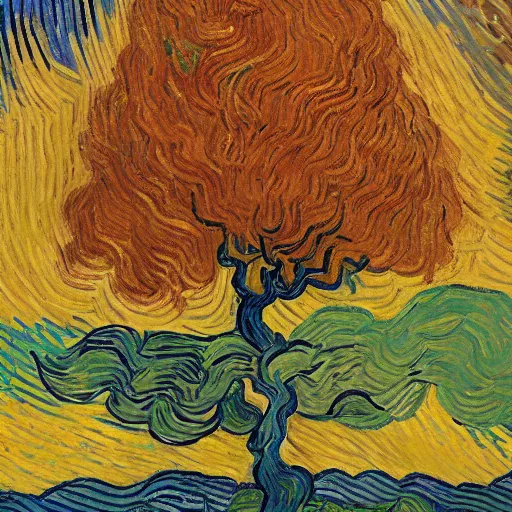 Prompt: Van Gogh style painting of a Jakaranda tree