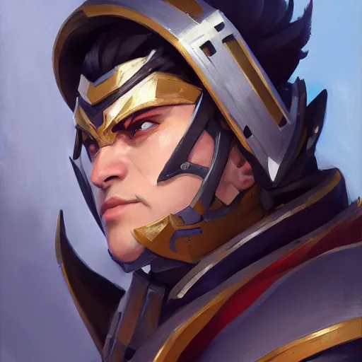 Image similar to greg manchess portrait painting of partially armored xinyan from genshin impact as overwatch character, medium shot, asymmetrical, profile picture, organic painting, sunny day, matte painting, bold shapes, hard edges, street art, trending on artstation, by huang guangjian and gil elvgren and sachin teng