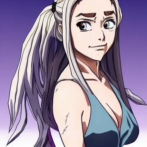 Prompt: emilia clarke rendered as anime character in the style of eiichiro oda