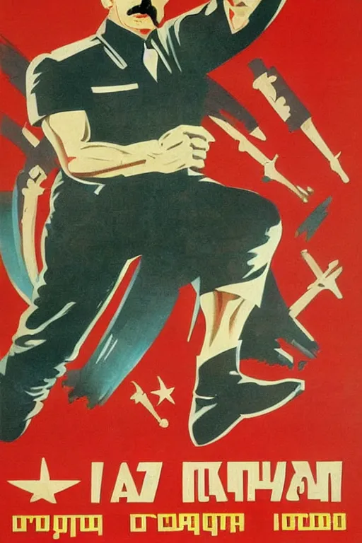 Image similar to Soviet propaganda poster with Stalin calling on the world community to fight against Nazism, Ultra Detailed, soviet realism