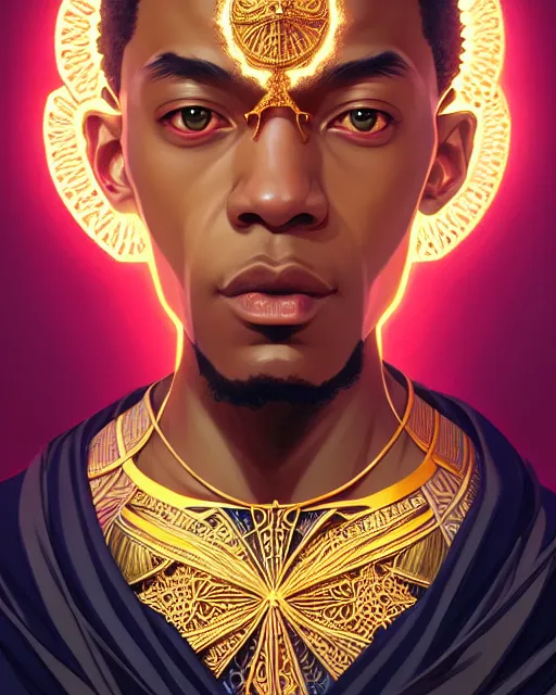 Prompt: symmetry!!!!!! beautiful malcolm x anime summer speaker close portrait, wearing ornate clothing, ultra detailed, elegant, intricate, anime, dynamic lighting, dnd, glowing lights, digital art, digital painting, artstation, wlop, sharp focus, illustration, art by artgerm and greg rutkowski and alphonse mucha, 8 k