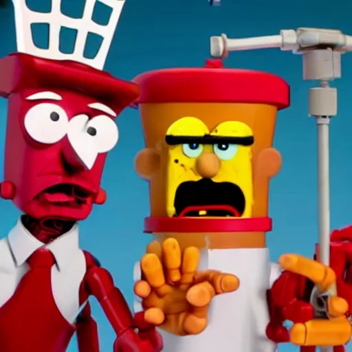 Image similar to UHD Aqua Teen Hunger Force recreated in robot chicken