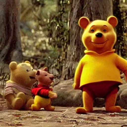 Image similar to A still of Keanu Reeves as Winnie the Pooh