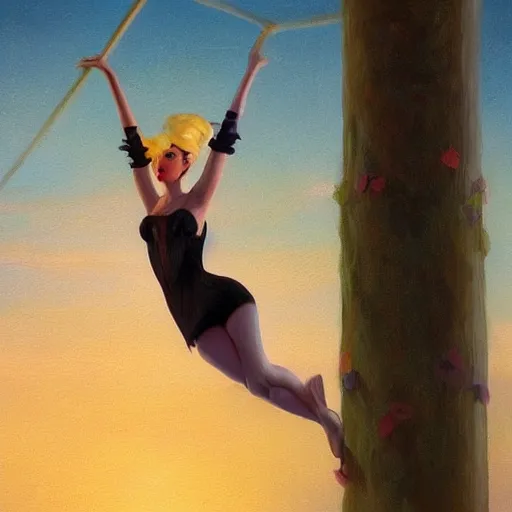 Image similar to A beautiful pole-dancing fairie, cinematic lighting, soft bokeh, fantasy, modern, colourful, highly detailed, digital painting, artstation, deviantart, concept art, sharp focus, illustration, by Edward Hopper and Rene Magritte