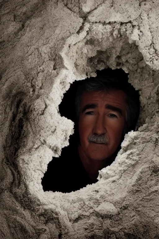 Prompt: cinematic still randy mantooth emerging from inside a giant hole made of flesh, 4 k, dramatic lighting