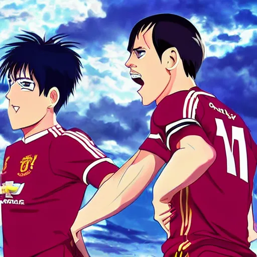 Prompt: gary neville and jamie carragher anime