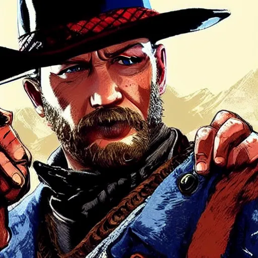 Image similar to Tom Hardy as Arthur Morgan, Red Dead Redemption 2 poster