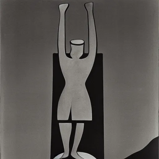 Prompt: rhythmic by max dupain, by paula modersohn - becker. a kinetic sculpture of a large, black - clad figure of the king looming over a small, defenseless figure huddled at his feet. the king's face is hidden in shadow. menacing stance, large, sharp claws, dangerous & powerful creature.