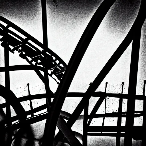Prompt: a photograph of a broken rollercoaster, digital art