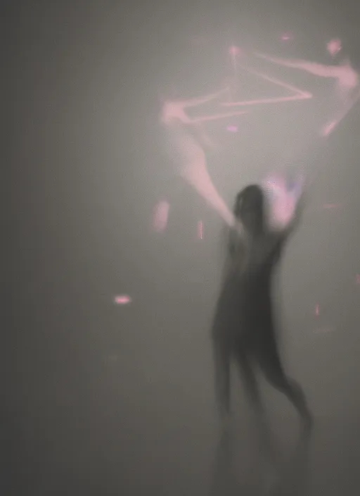 Image similar to symmetrical females ascending astral projection, strong glowing aura, motion blur, long exposure, film grain, cinematic lighting, experimental film, shot on 1 6 mm