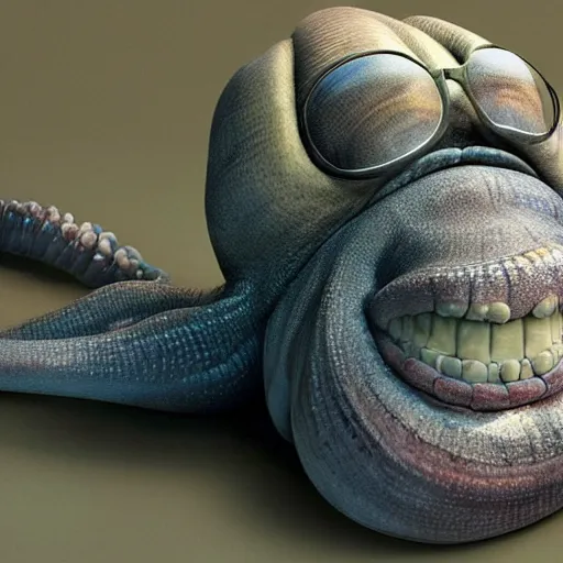 Image similar to hyperrealistic mixed media realistic sculpture of danny devito cephalopod, stunning 3 d render inspired art by xiang duan and thomas eakes, perfect facial symmetry, hyper realistic texture, realistic, highly detailed attributes and atmosphere, dim volumetric cinematic lighting, 8 k octane detailed render, post - processing, masterpiece,