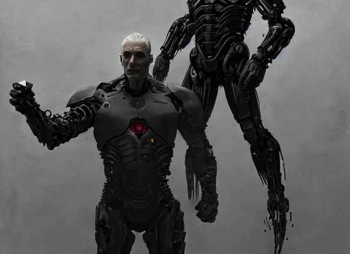 Image similar to daniel day - lewis as victor stone, full body concept, cyborg, borg, strogg, face of a man, terminator, flesh, quake strogg, doom demon, wolfenstein, monstrous, powerful, symmetry, symmetrical, concept art by ruan jia and greg rutkowski