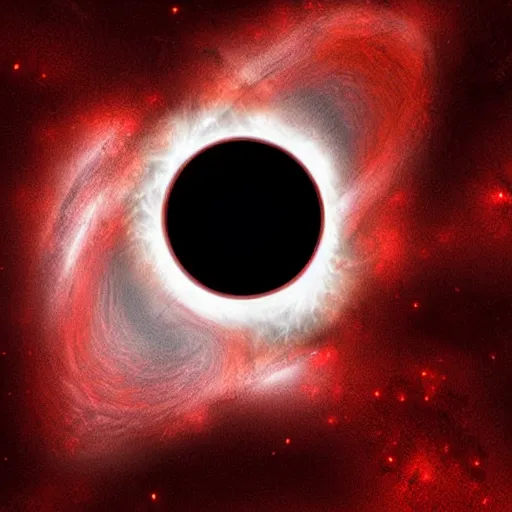 Image similar to a black hole opens up revealing a giant red eye, digital art