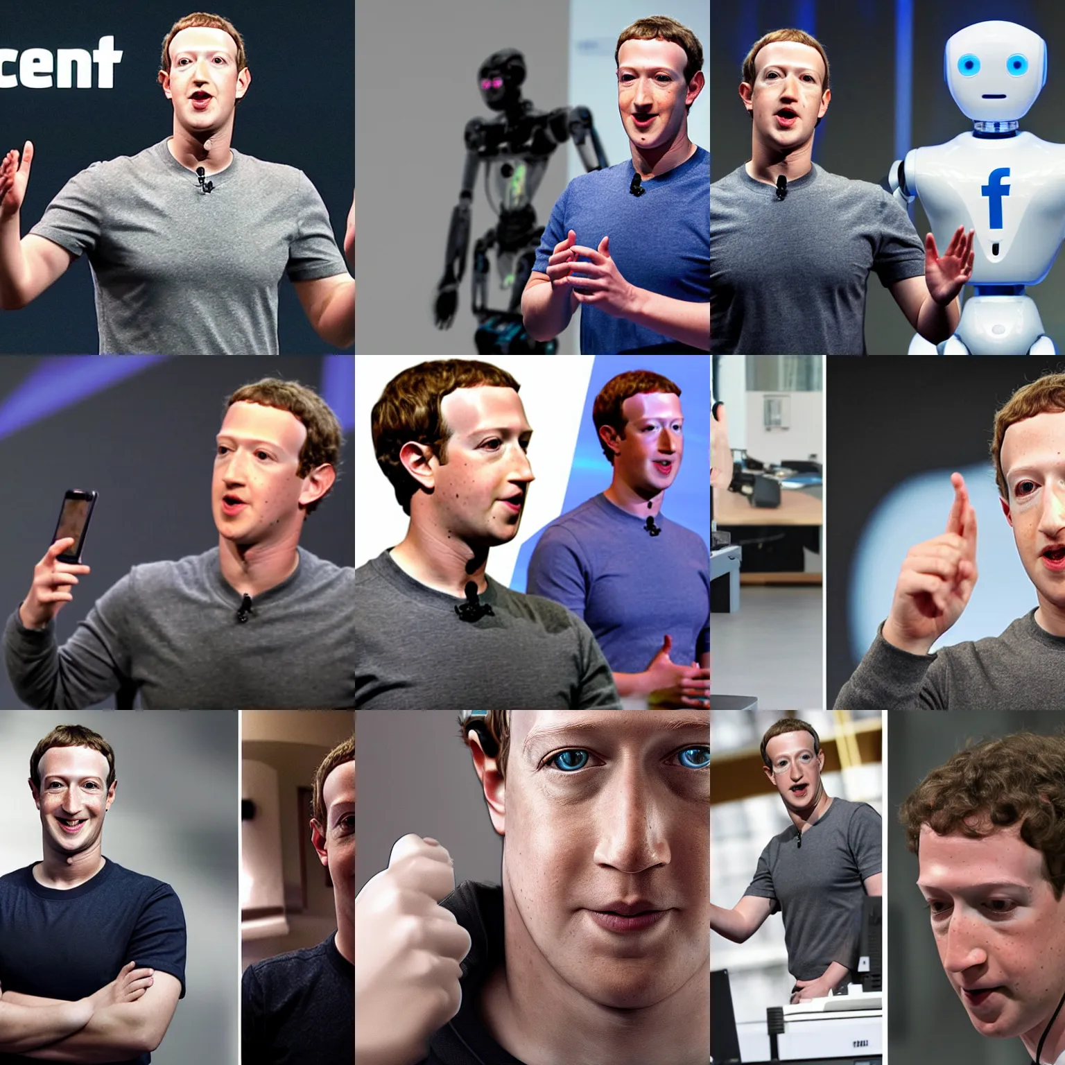 Prompt: facebook ceo mark zuckerberg as a cyborg with robot body
