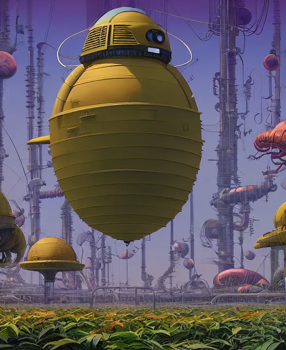 Prompt: simplicity, inflated industrial plant made from isopod lobster octopus, in the style of spaceship, overgrown with orchids, partly cloudy, somber, dramatic lighting, by geof darrow, bill sienkiewicz, dan mumford, yusuke murata, makoto shinkai, ross tran, cinematic, unreal engine, cel shaded, featured on artstation, pixiv