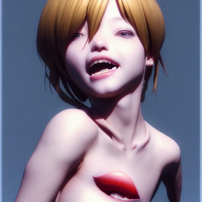 Image similar to portrait of the popular girl giggling, by katsuhiro otomo, yoshitaka amano, nico tanigawa, and artgerm rendered with 3 d effect.