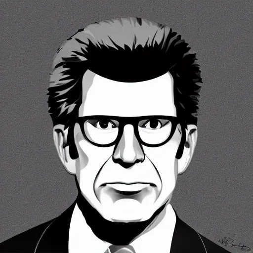 Prompt: minimalist portrait of ted danson, concept art, highly detailed in the style of nintendo, black background,