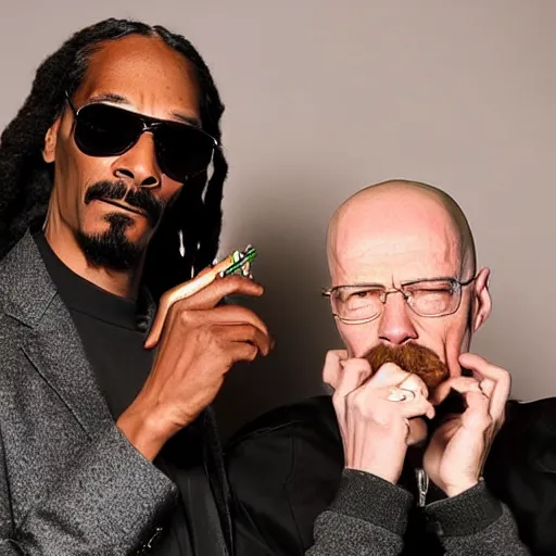 Image similar to snoop dogg and walter white smoking weed marijuana cannabis inside a music recording studio