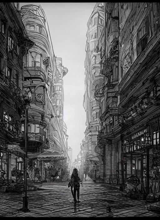 Prompt: Budapest , Dynamic lighting, cinematic, extremely high detail, photo realistic, cinematic lighting, pen and ink, intricate line drawings, post processed, concept art, artstation, matte painting, style by Paru Itagaki