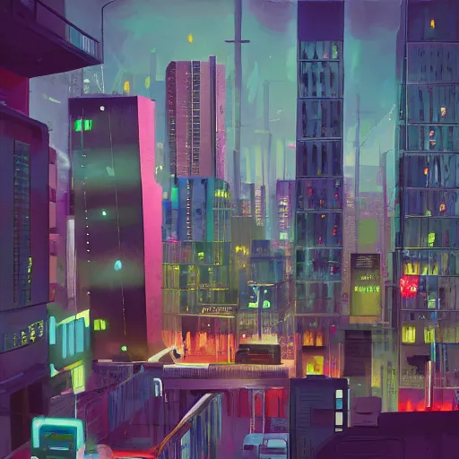 Prompt: A painting of a modern city in a punk style, digital art, Beeple, trending on artstation and deviantart--h 1024 --w 1024