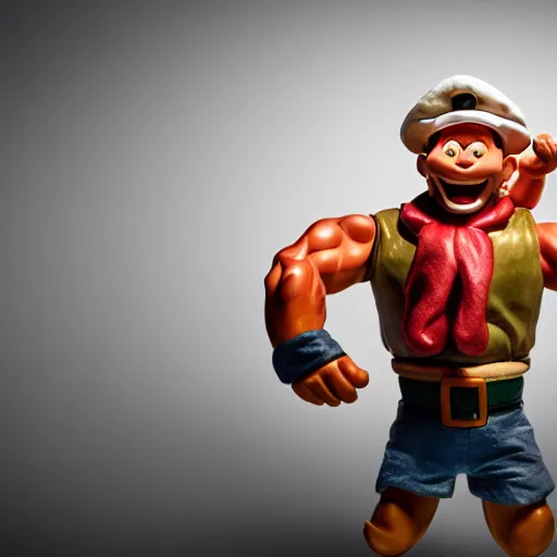 Prompt: 1 2 mp photo of popeye the sailor man, photography, fullbody, dynamic lighting