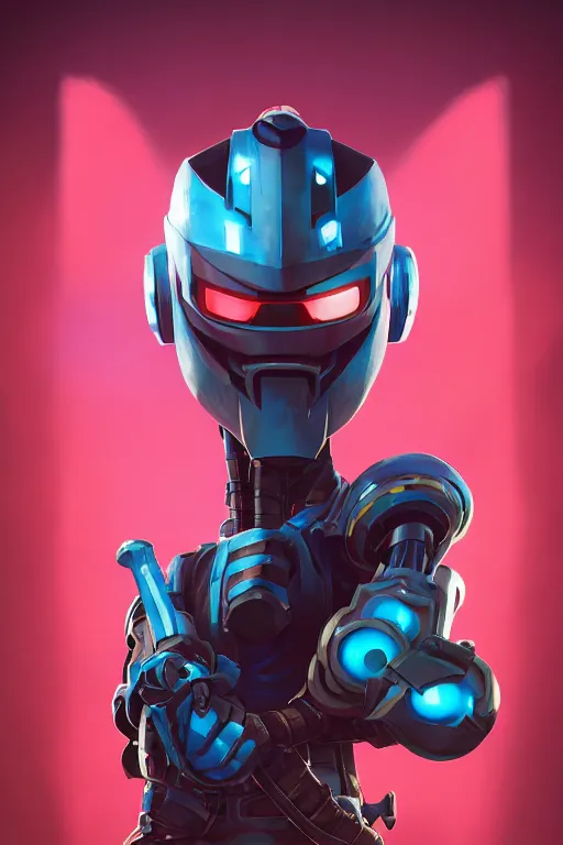 Image similar to epic mask helmet robot ninja portrait stylized as fornite style game design fanart by concept artist gervasio canda, behance hd by jesper ejsing, by rhads, makoto shinkai and lois van baarle, ilya kuvshinov, rossdraws global illumination radiating a glowing aura global illumination ray tracing hdr render in unreal engine 5