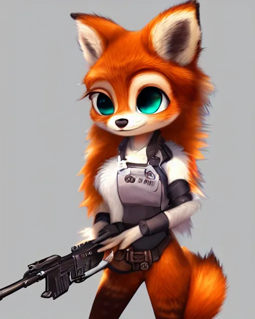 Image similar to female furry mini cute style, highly detailed, rendered, ray - tracing, cgi animated, 3 d demo reel avatar, style of maple story and zootopia, maple story gun girl, fox from league of legends chibi, soft shade, soft lighting