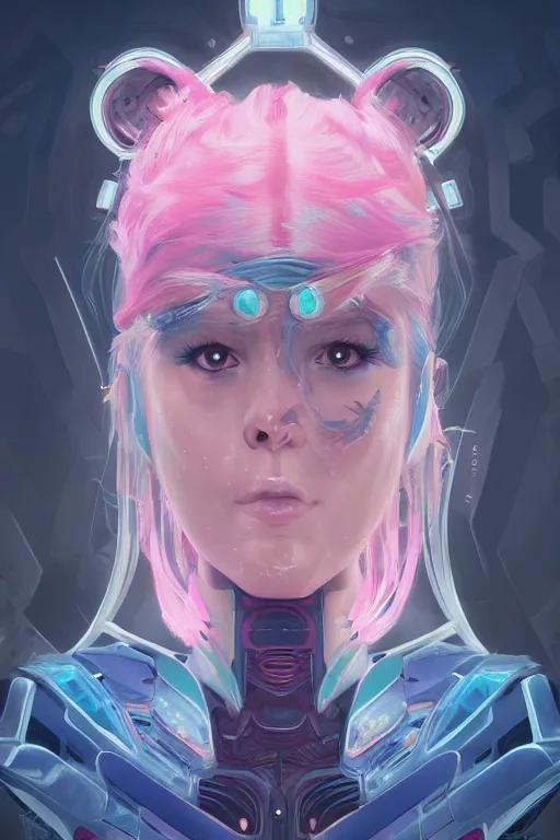 Image similar to symmetry!! portrait of blossom power puff girl! alien in the style of horizon zero dawn, machine face, intricate, elegant, highly detailed, digital painting, artstation, concept art, smooth, sharp focus, illustration, art by artgerm and greg rutkowski and alphonse mucha, 8 k