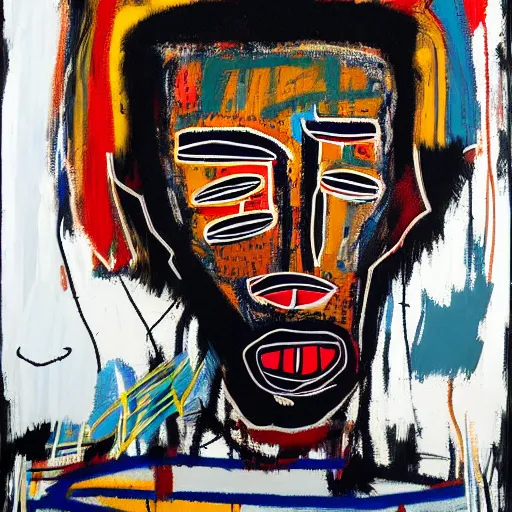 Prompt: A extremely highly detailed majestic hi-res beautiful immaculate head and shoulders award winning painting masterpiece of a strong black african man by Jean-Michel Basquiat, 8k, high textures, hyper sharp, insanely detailed and intricate, super detailed, 8k HDR high quality