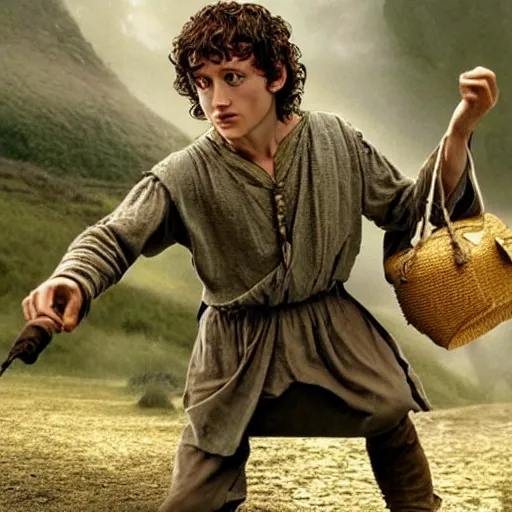 Image similar to frodo baggings holding sting