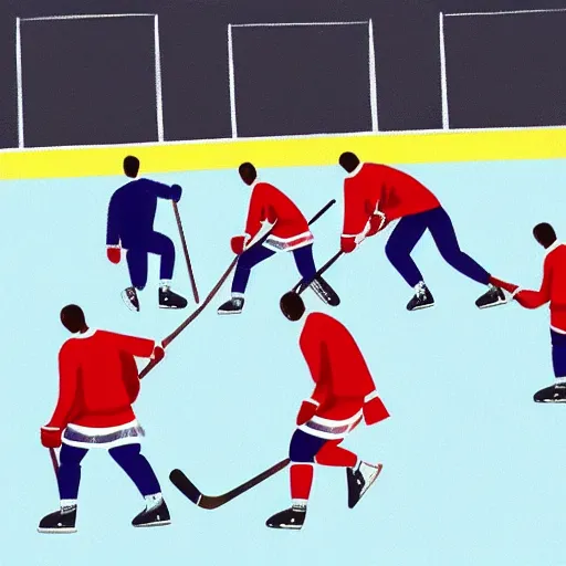 Image similar to a squad of Beyoncé clones playing hockey, photorealistic