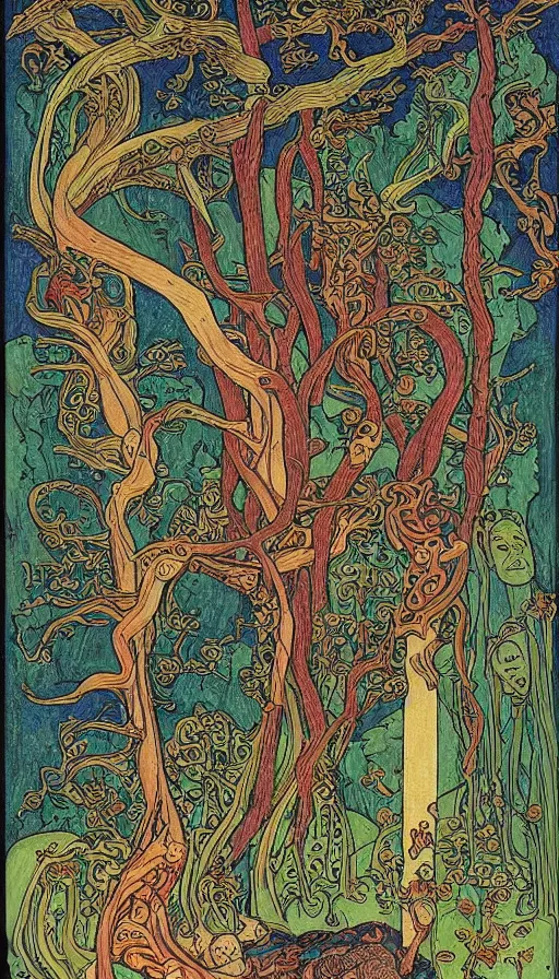 Prompt: life and death mixing together, by ivan bilibin,