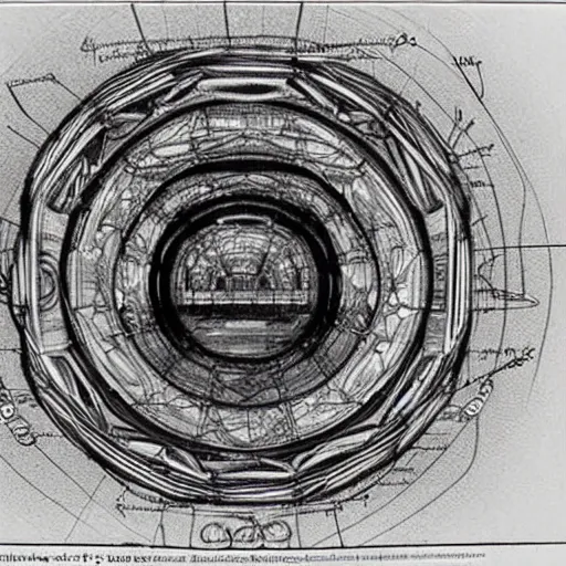 Image similar to Leonardo Da Vinci sketch of the Large Hadron Collider (CERN)