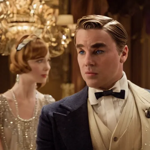 Prompt: a film still of Jonathan Joestar in The Great Gatsby(2013)