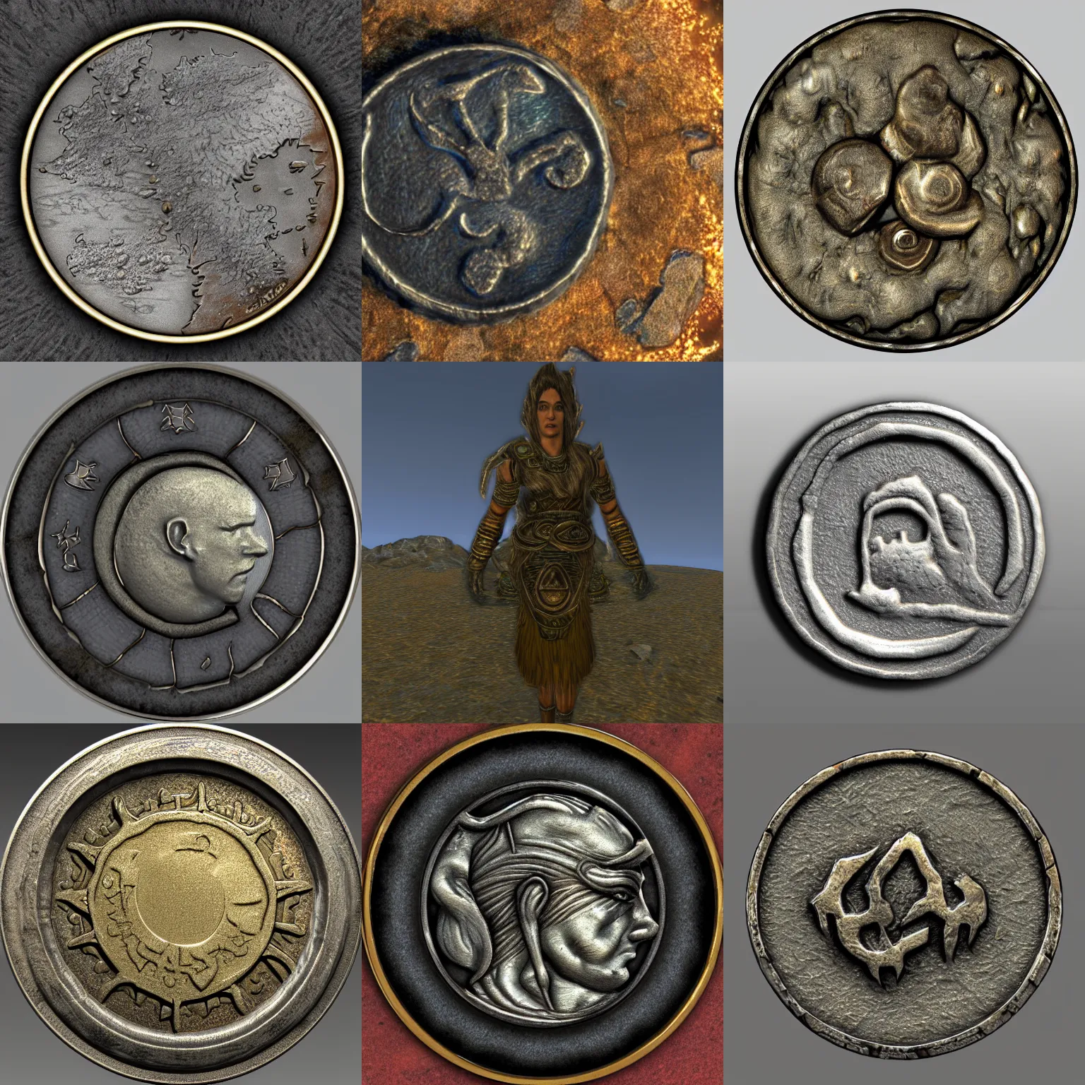 Image similar to a coin from Vvardenfell, ultra realistic, highly detailed, 4k quality photo