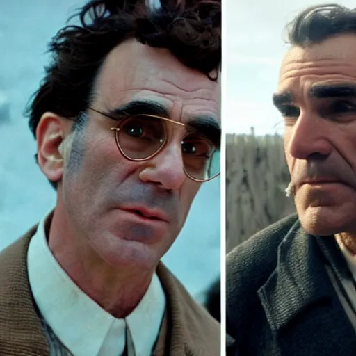 Image similar to film stills, daniel day lewis in the dramatic live - action biopic film of spongebob. not a cartoon.