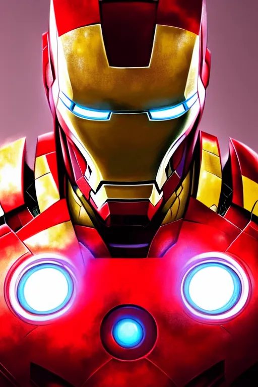 Image similar to iron man, manga cover art, detailed color portrait, artstation trending, 8 k, greg rutkowski