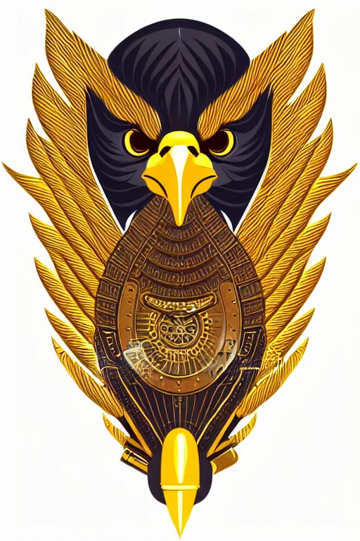 Image similar to Portrait of eagle, steampunk, gold, colorful, illustration, highly detailed, simple, smooth and clean vector curves, no jagged lines, vector art, smooth
