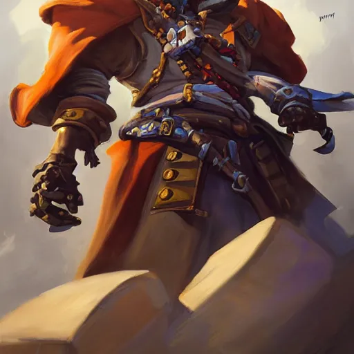 Image similar to greg manchess portrait painting of partially armored undead pirate captain lechuck as overwatch character, medium shot, asymmetrical, profile picture, organic painting, sunny day, matte painting, bold shapes, hard edges, street art, trending on artstation, by huang guangjian, gil elvgren, ruan jia, greg rutkowski, gaston bussiere