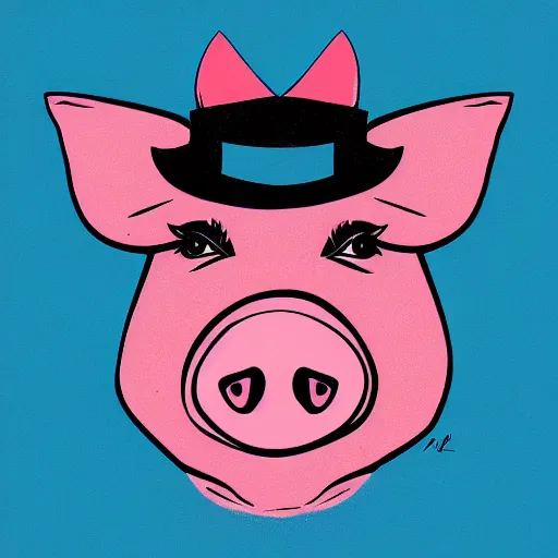 Image similar to profile photo of a cool pig with lipstick