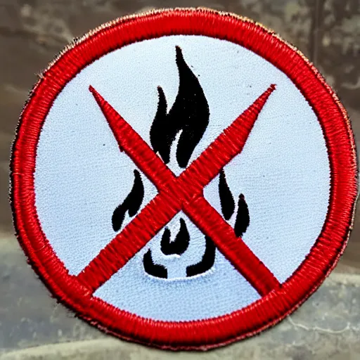 Image similar to a photo of a retro 1 9 8 0's minimalist clean fire flame warning caution punk patch