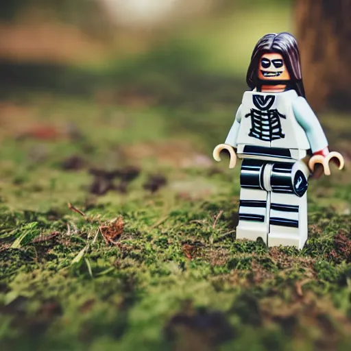 Prompt: minifigure of an wild standing on a grassy plinth with a model tree in the background, depth of field, dslr, 8k, hand painted