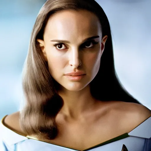 Image similar to Natalie Portman in Star Trek, (EOS 5DS R, ISO100, f/8, 1/125, 84mm, clear face, prime lense)