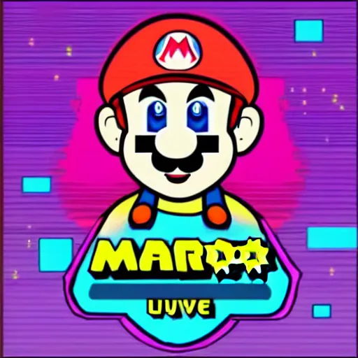 Image similar to new mario game synthwave style