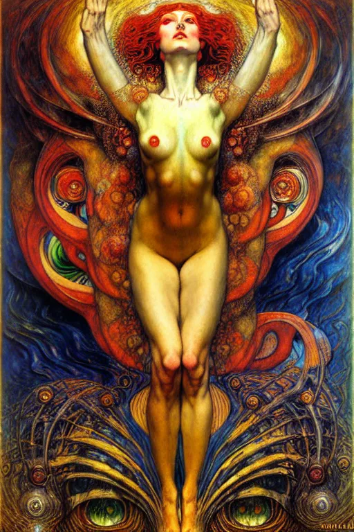 Image similar to Divine Chaos Engine by Karol Bak, Jean Delville, William Blake, Gustav Klimt, and Vincent Van Gogh, symbolist, visionary